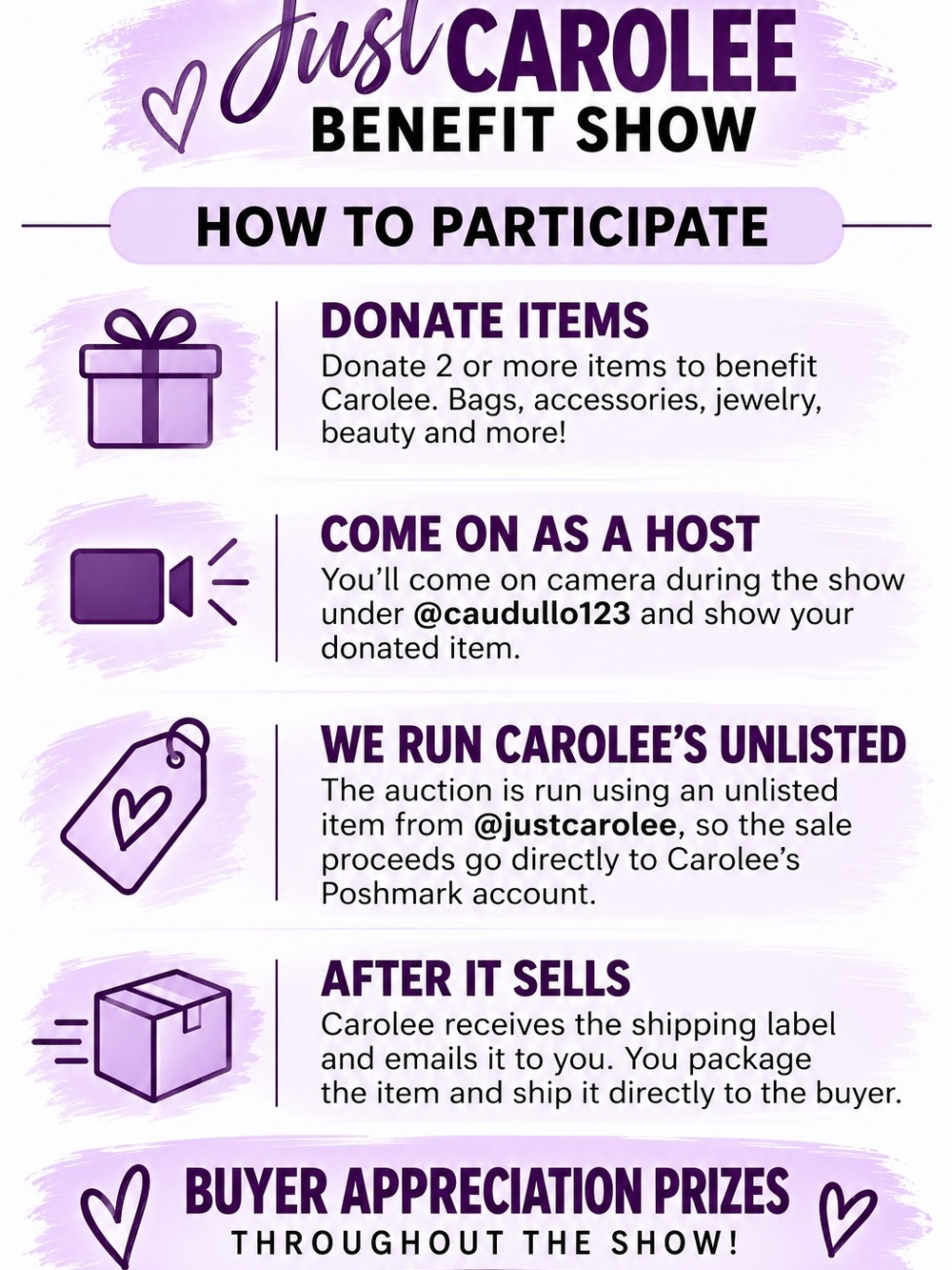 @JustCarolee Benefit Share Show - we are live flyer Thursday Oct 8th 730 am - Picture 2 of 2